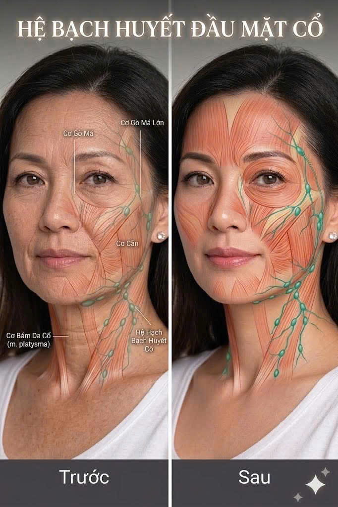 Kết quả dẫn lưu hệ bạch huyết đầu mặt cổ - giảm nếp nhăn, săn chắc da sau 7 ngày